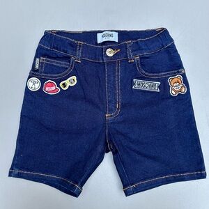 Moschino Kid Teddy Bear Patch Denim Short Pants